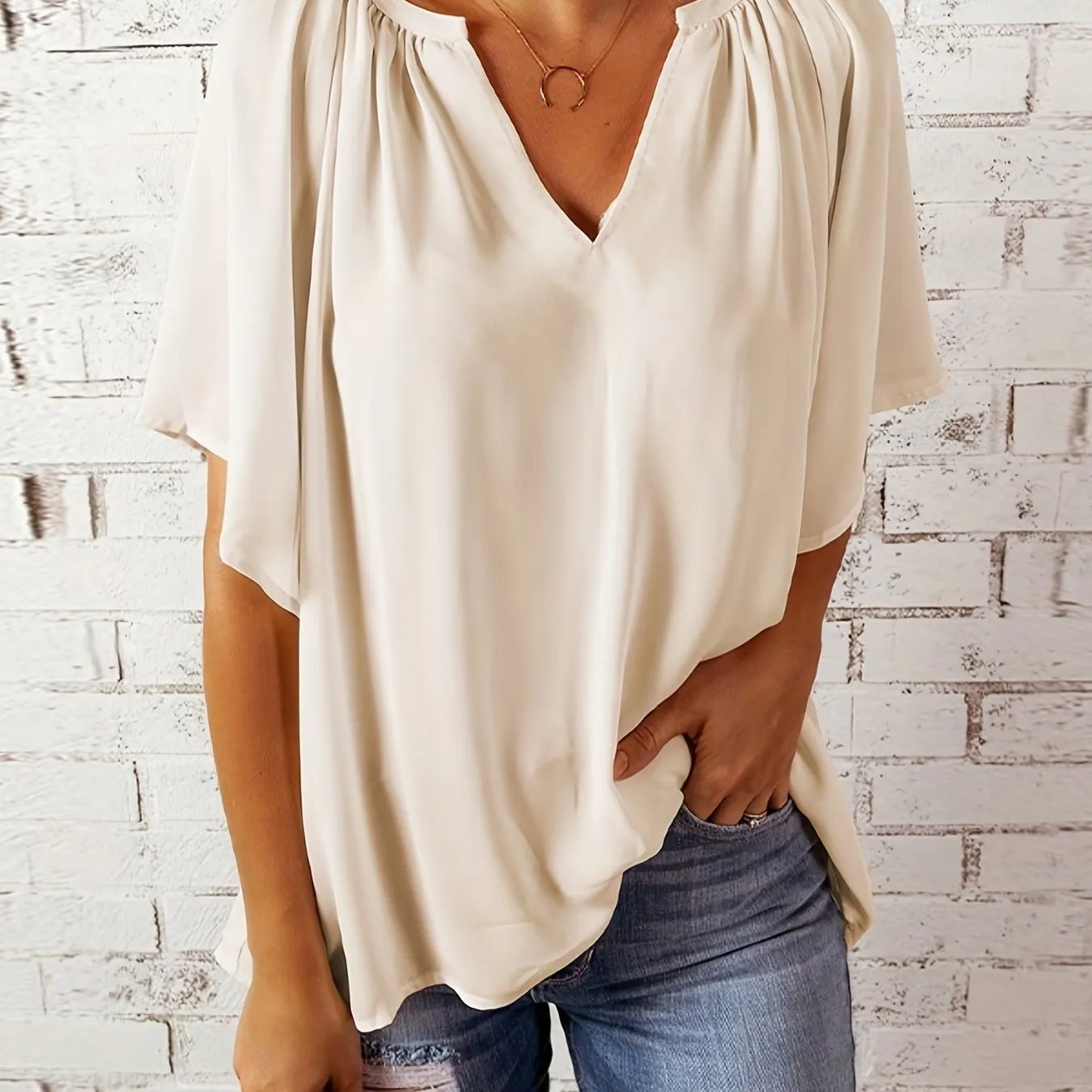 Stylish Notched Neck Blouse for Women  Perfect for Summer  Spring