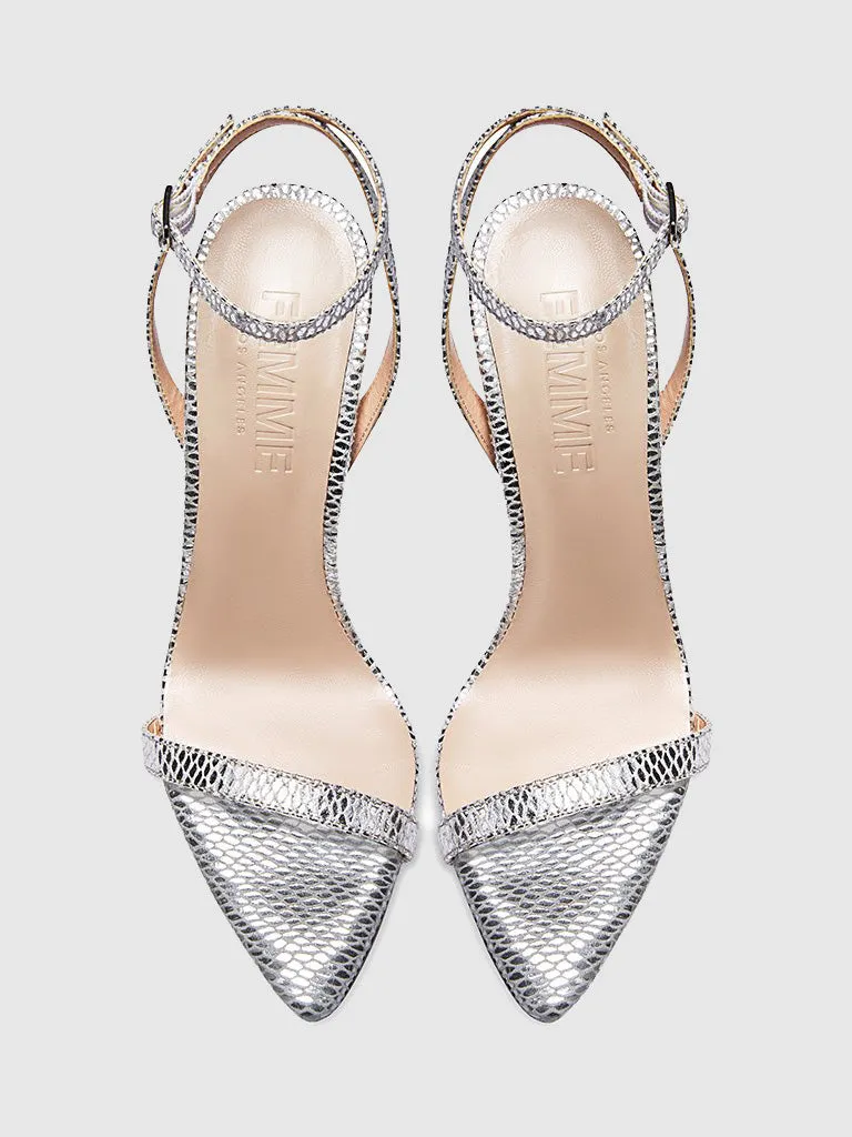 The Ford Sandal - Silver Snakeskin