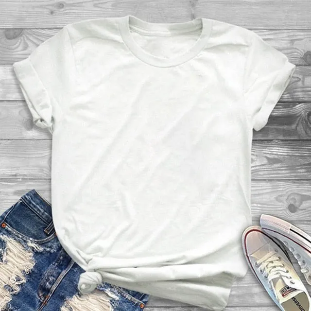 White T-shirt women's shirt fashion high-heeled shoes printed T shirt women's summer short-sleeved casual street clothing Tshirt