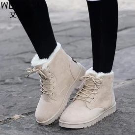 Winter women snow boots fashion style 2016 solid color female ankle boots for women shoes warm comfortable botas mujer ST903