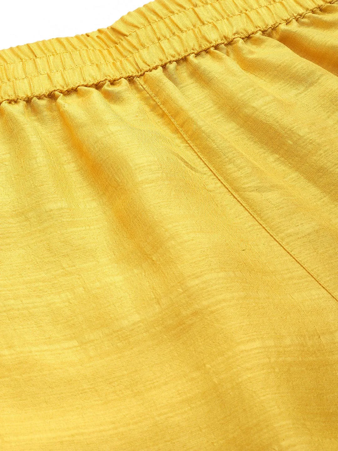 Women Mustard Mirror Embroidered Palazzo Pants