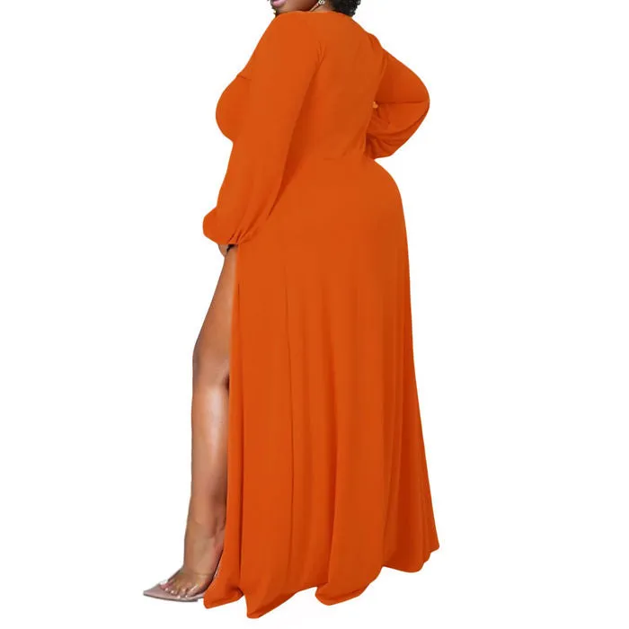 Women’s Bright Orange Sexy Slit Dress