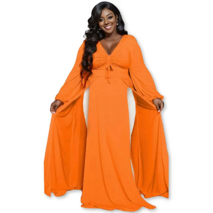 Women’s Bright Orange Sexy Slit Dress