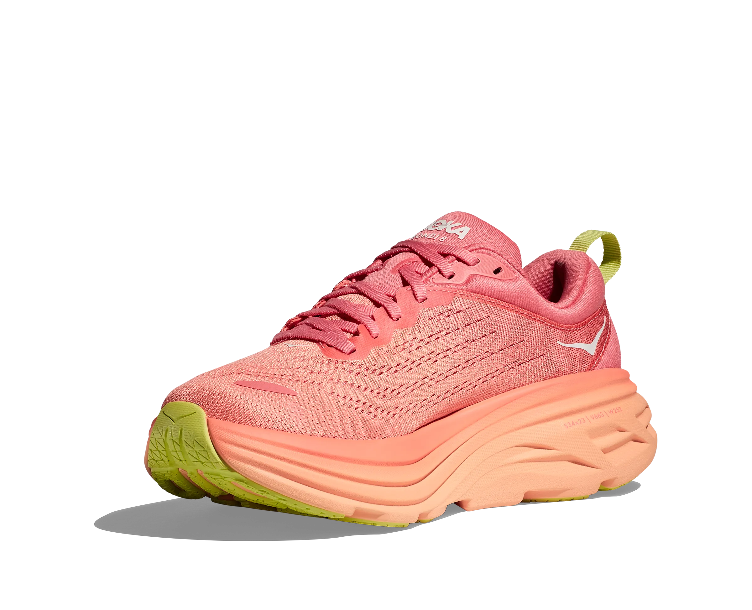 Women's Hoka Bondi 8 Color: Coral / Papaya